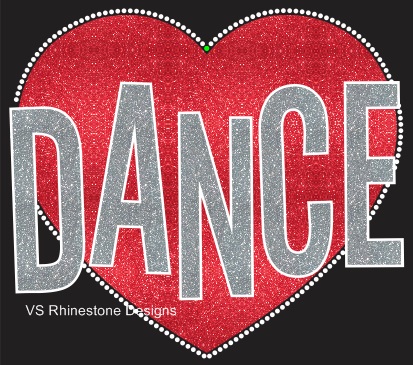 Dance Heart Vinyl and Rhinestone Transfer